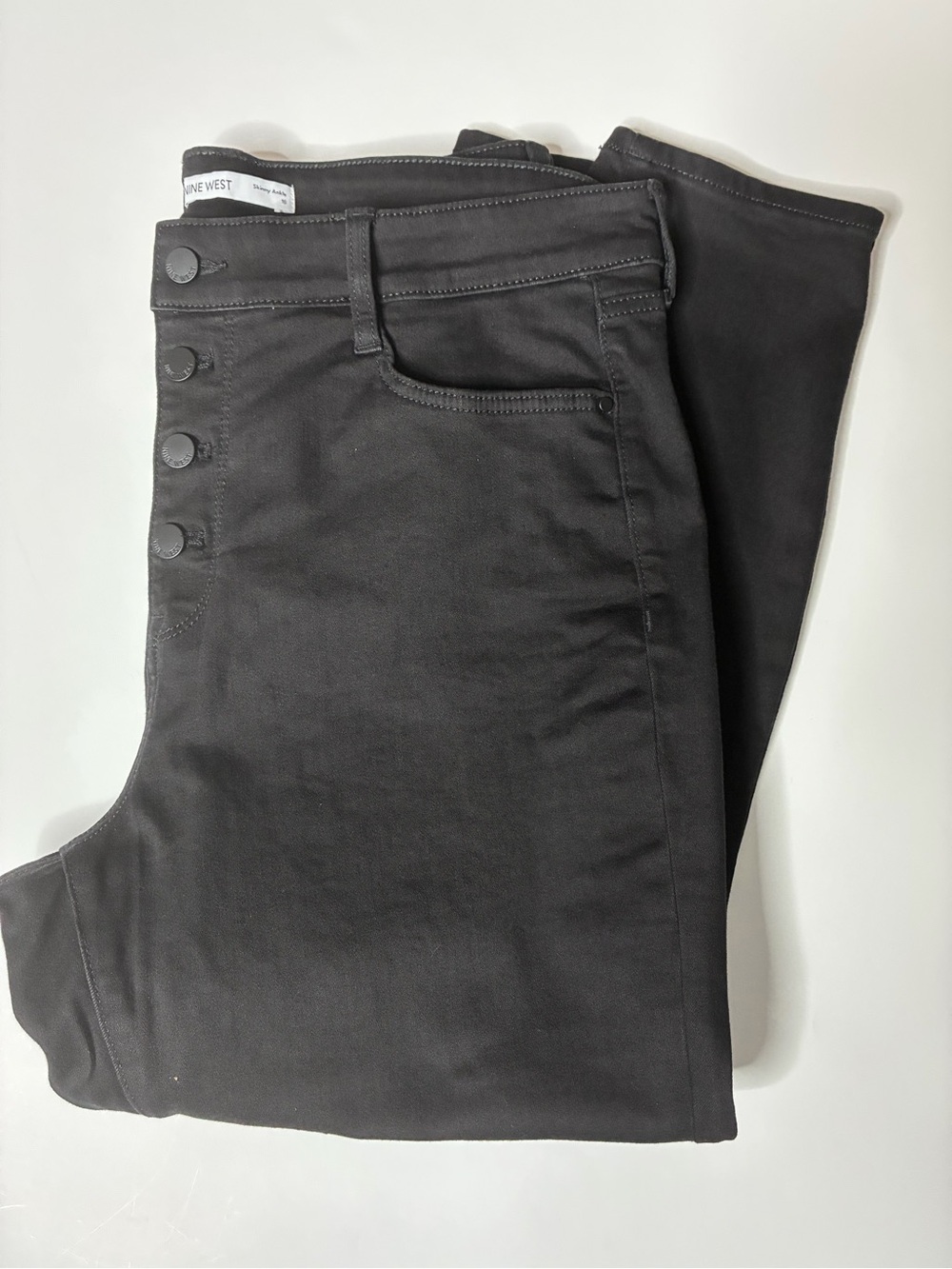 NWOT Nine West Black High-Rise Button-Front Women's Skinny Jeans